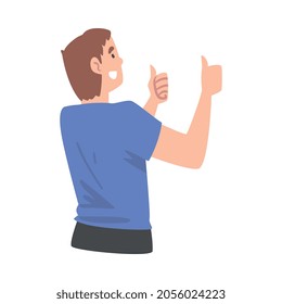 Male as Social Media Follower and Subscriber Showing Adoration with Thumb Up Vector Illustration