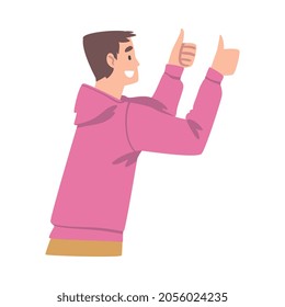 Male as Social Media Follower and Subscriber Showing Adoration with Thumb Up Vector Illustration