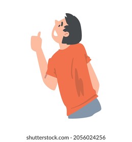 Male as Social Media Follower and Subscriber Showing Adoration with Thumb Up Vector Illustration