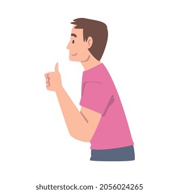 Male as Social Media Follower and Subscriber Showing Adoration with Thumb Up Vector Illustration