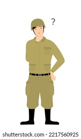 Male Soldier Pose, Have doubts