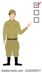 Male Soldier Pose, Pointing to a checklist