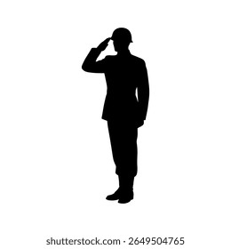 Soldado masculino saudar silhueta vetor plano projeto de ilustração.