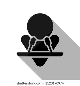Male speaker icon. Black object with long shadow on white background