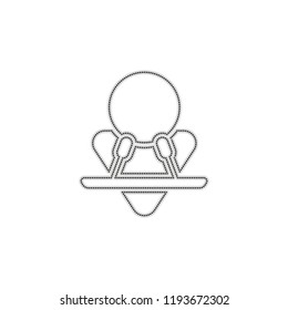 Male speaker icon. Dotted outline silhouette with shadow on white background