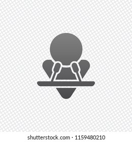 Male speaker icon. On grid background