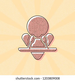 Male speaker icon. Vintage retro typography with offset printing effect. Dots poster with comics pop art background
