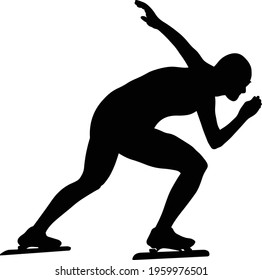 male speed skater athlete black silhouette in sports race