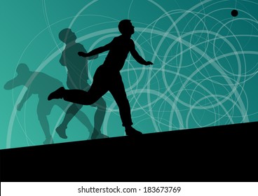 Male sport athletics. ball throwing silhouettes collection. abstract illustration, background vector