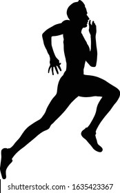 male sprinter athlete running track black silhouette