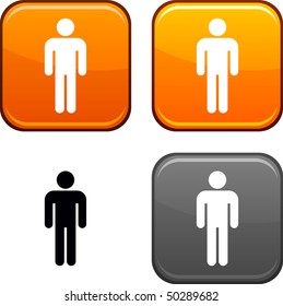Male square buttons. Black icon included.
