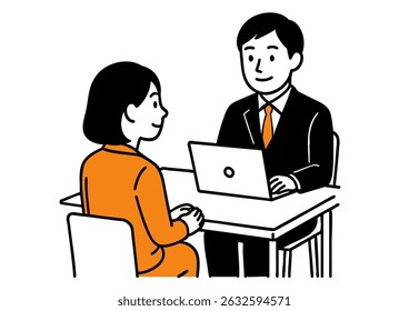 personnel masculin consultation avec Client utilisant Lap