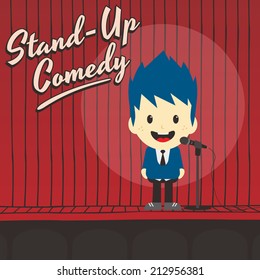 male stand up comedian cartoon character