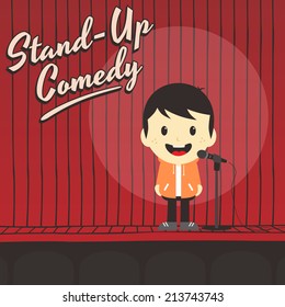 male stand up comedian cartoon character
