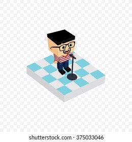 male stand up comedy - isometric block cartoon