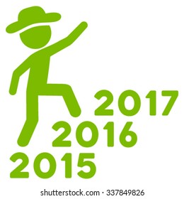 Male Steps Years vector icon. Style is flat symbol, eco green color, rounded angles, white background.
