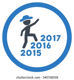 Male Steps Years vector icon. Style is bicolor flat circled symbol, smooth blue colors, rounded angles, white background.