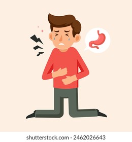Male with stomach pain caused by indigestion