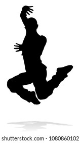 A male street dance hip hop dancer in silhouette