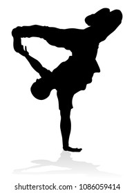 A male street dance hip hop dancer in silhouette