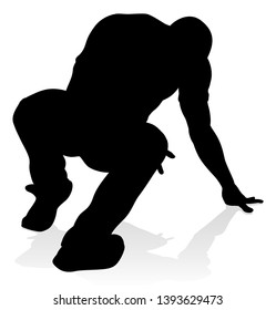 A male street dance hip hop dancer in silhouette