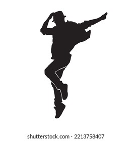 male street dancer vector silhouette on white background