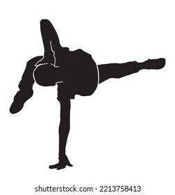 male street dancer vector silhouette on white background