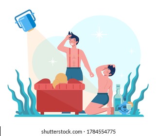 Male stripper concept. Pole dancing man in club, stripper posing and dancing for people. Isolated vector illustration