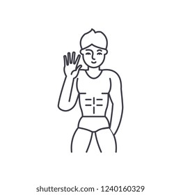 Male striptease line icon concept. Male striptease vector linear illustration, symbol, sign