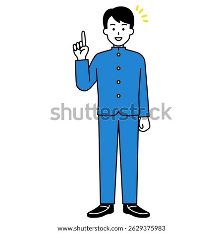 Male student coming up with an idea (full body)