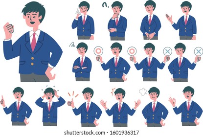 male student emotion gesture illustration