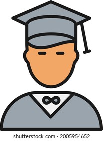 Male Student Line Filled Vector Icon Design
