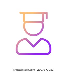 Male student pixel perfect gradient linear ui icon. Graduate boy. Alumnus of college, high school. Line color user interface symbol. Modern style pictogram. Vector isolated outline illustration