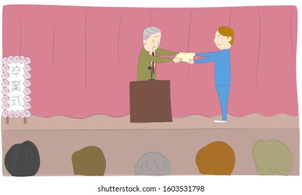 Male student receiving diploma on stage
