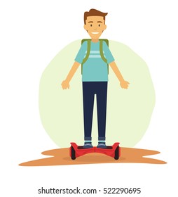 Male student rides hover board to commute 