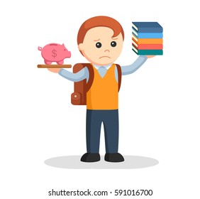 male student sad with his low collage financial