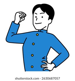 Male student showing off his bicep