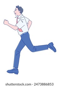 A male student starts running with a smile