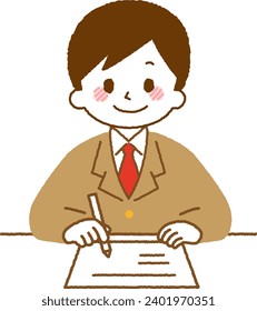 Ein männlicher Student, der lernt. Student, der eine Prüfung ablegt.
