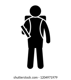 Male student wearing backpack and going to school, male pupil 