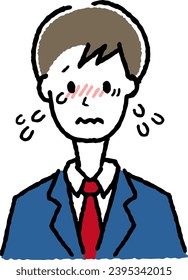 A male student who caught a cold. Illustration of a person who is not feeling well.