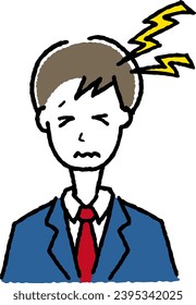 A male student who caught a cold. Illustration of a person who is not feeling well.