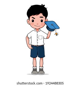 Male Students, Boy, cartoon, education, cute, Smile, student, short hair, study, clever, lovely, high school boy, high school, cute smiling school boy, children, Go to school. Graduation ceremon