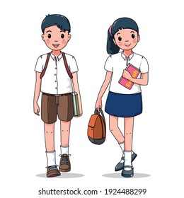 Alumnos masculinos y niñas Wal, niño o niña, dibujos animados, educación, niña, niño, lindo, sonriente, estudiante, pelo corto, inteligente, encantadora, colegialas secundarias, secundaria, escuela secundaria, sonrisa linda