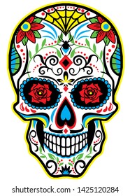 Male Sugar Skull with spider web pattern.