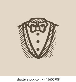 Male suit vector sketch icon isolated on background. Hand drawn Male suit icon. Male suit sketch icon for infographic, website or app.