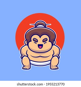 Männliche Sumo Wrestler Cartoon Vektorsymbol Illustration. People Profession Icon Concept Isolated Premium Vector. Flachbildkartonstil