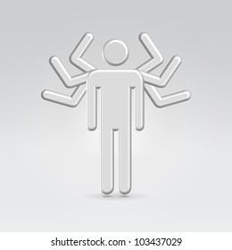 Male super manager icon concept shot backlit made of metal