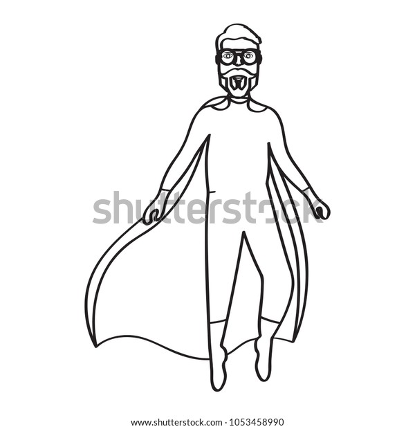 Male Superhero Cartoon Character Sketch People Stock Image