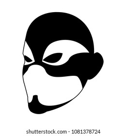 Male superhero face on black and white colors